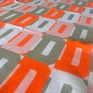 BaubleBar Knit Fabric with Orange and Gray Accents throw blanket “D”